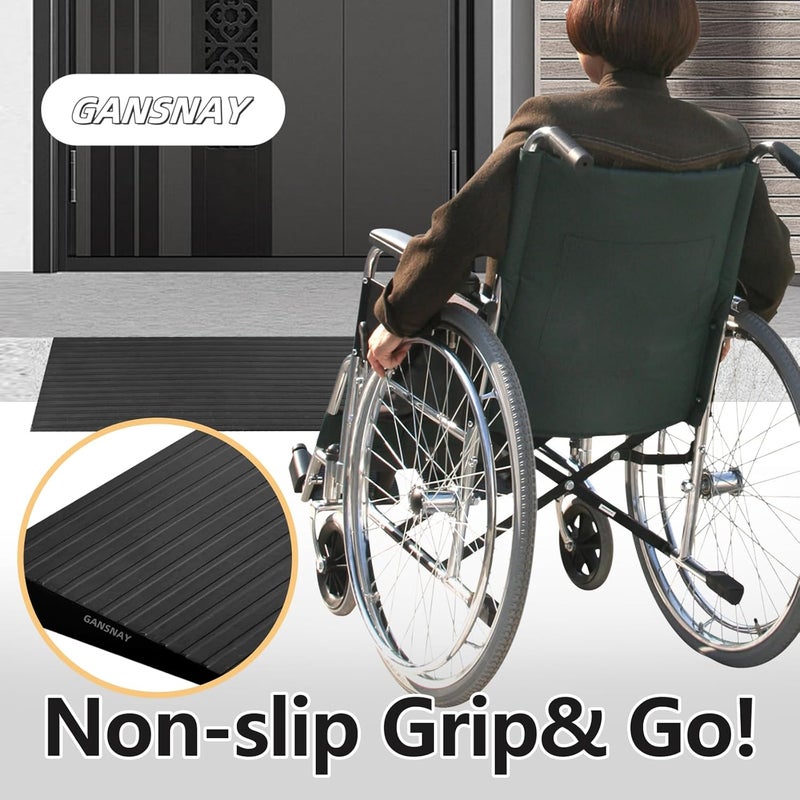 GANSNAY 1.2" Rise Threshold Ramps for Doorways, Driveways, Heavy Duty Solid Rubber 5000lbs Capacity, Non-Slip & Cuttable Handicap Ramp for Wheelchairs, Scooters, Strollers, Curbs- 1.2″Rise (35″×7.9″) - Image 4